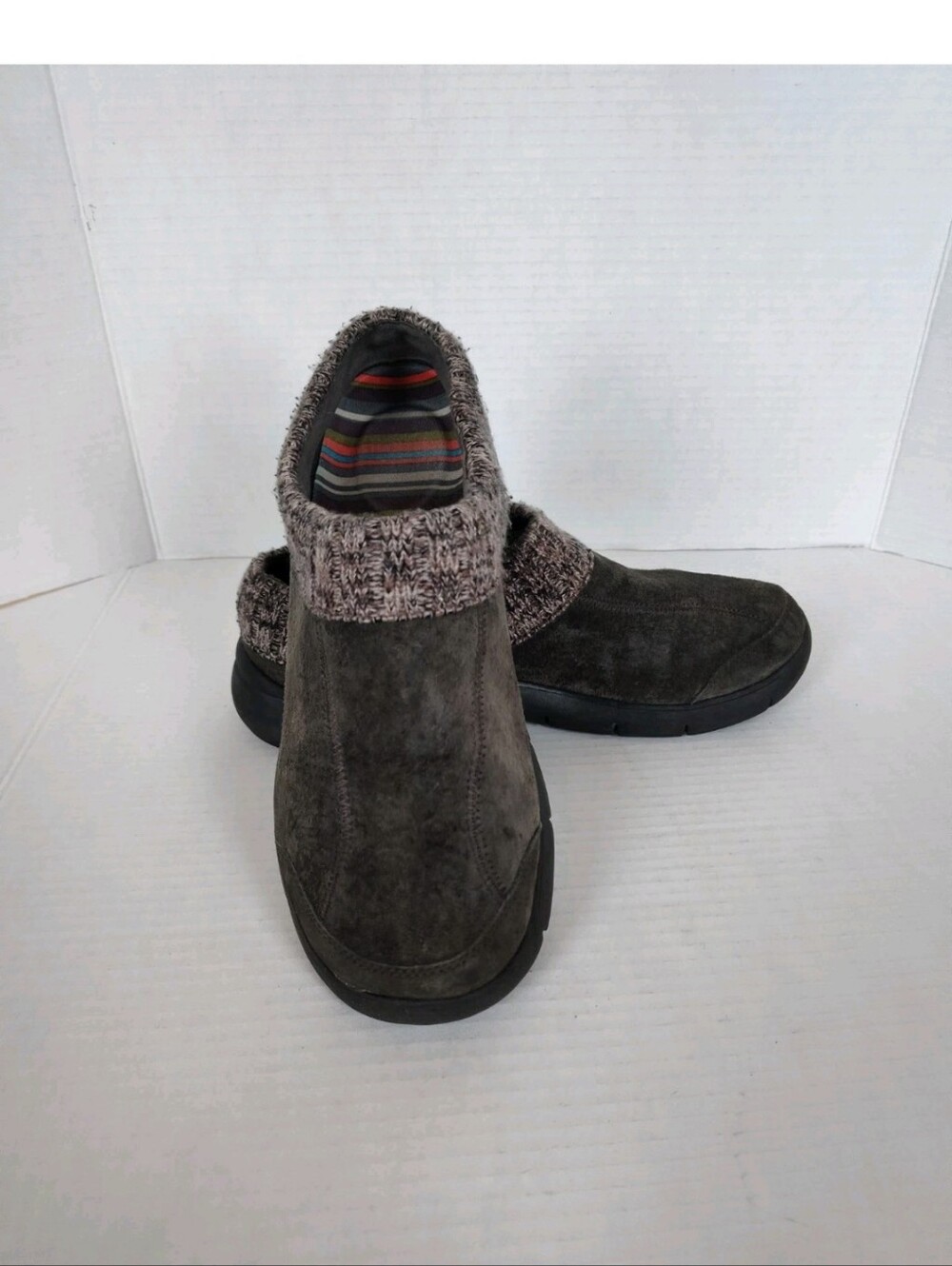 Dansko Eartha Suede Leather Slip On Shoes Size 41 US 10.5-11 Knit Trim Clog